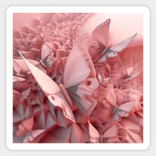 Pink Paper Butterflies Sticker